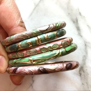 Set of boho romantic bangle bracelets, small wrist